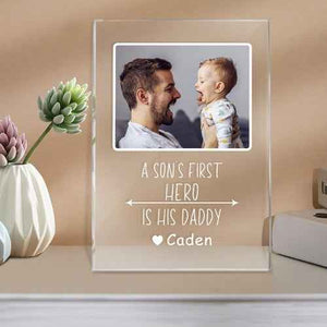 Custom Name and Photo Plaque with Base Night Light Father's Day Gift