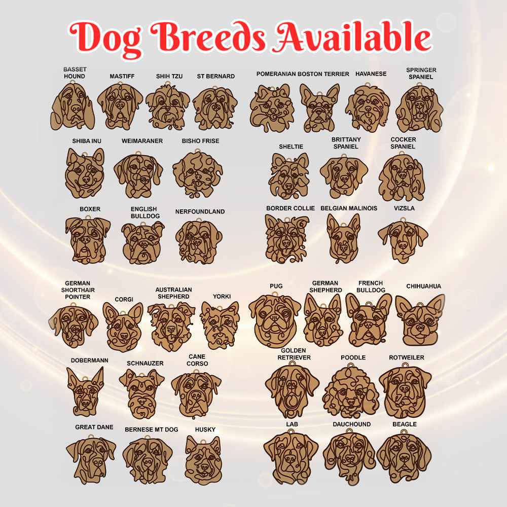 Personalized Line Art Dog with Name Christmas Ornament Christmas Gift for Dog Lover