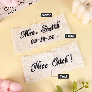 Personalized Wedding Garters Embroidered Bride Keepsake Gift for Bride