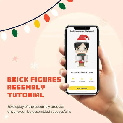 Christmas Cat With Scarf And Hat Fully Body Customizable 1 Cat Personalized X-Mas Cat Photo CustomBrick Figures Small Particle Block