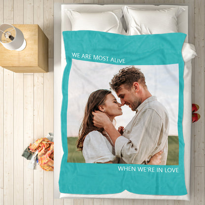 Personalised Fleece Photo Blanket With Custom Text - Soft Keepsake Throw