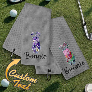 Personalized Golf Towel with Hanging Clip Golfing Clubs Golf Towel Gift for Golf Lovers