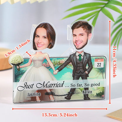 Personalised Face Newlywed Couple Shaking Head Standee | Fun Wedding Gift
