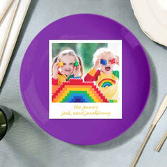 Custom Printed Text Photo Purple Ceramics Plate Dinnerware Gifts For Kids