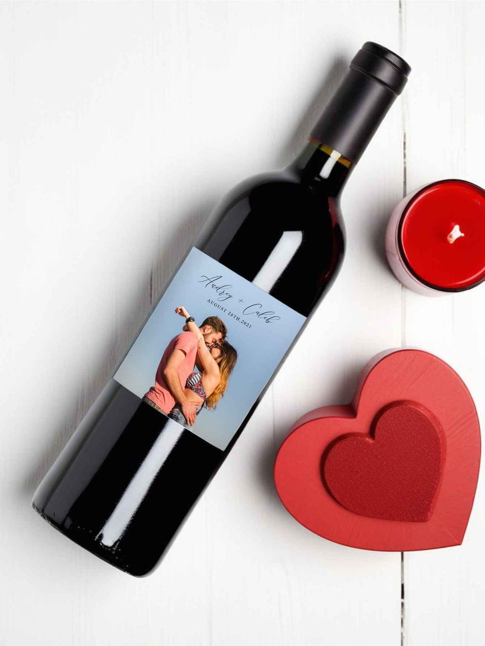 Custom Photo & Text Wine Bottle Sticker – Birthday Housewarming & Party Gift