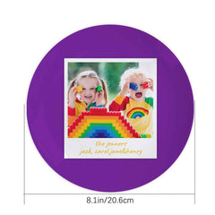 Custom Printed Text Photo Purple Ceramics Plate Dinnerware Gifts For Kids