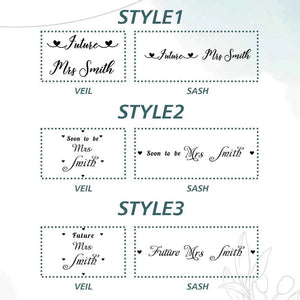 Personalized Bride Veil Sash Set Bride to be Veil Hen Party Accessories