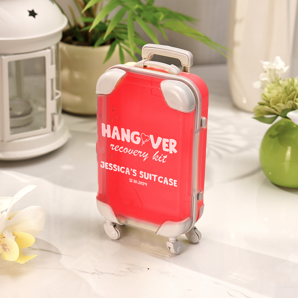 Personalised Suitcase Hangover Recovery Kit - Custom Name Bachelorette Party Favour