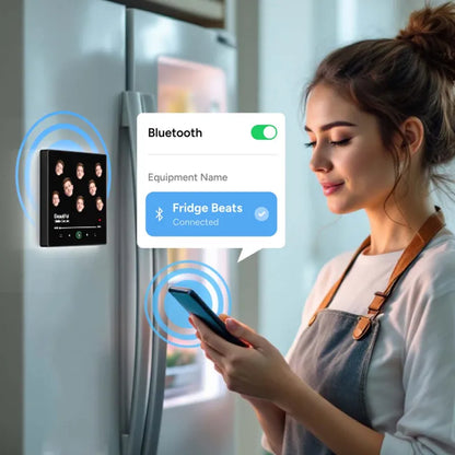 Built-in music player and speaker close-up on FridgeBeats personalised fridge magnet – MP3 playback with clear sound