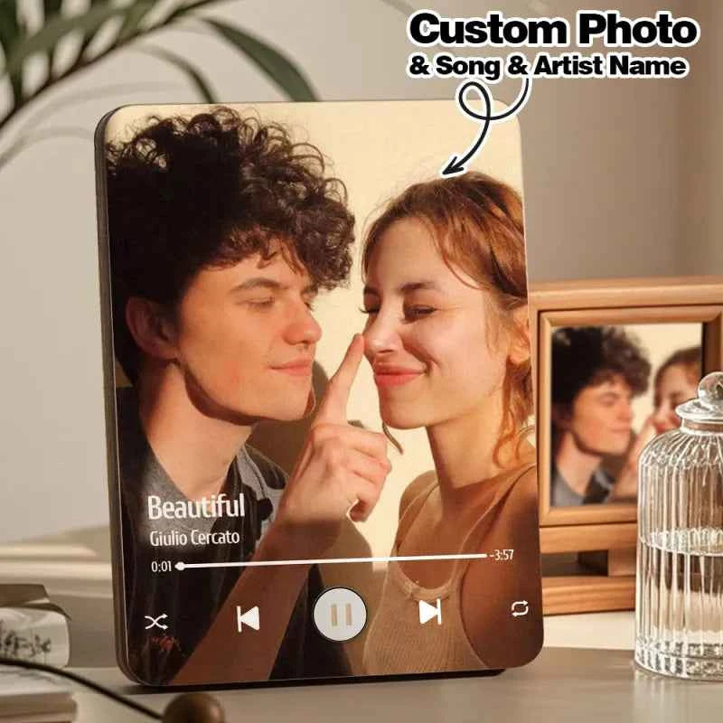 Custom Music Photo Frame That Plays Music Without Cell Phone Wooden Music Record Player Wedding Anniversary Gifts