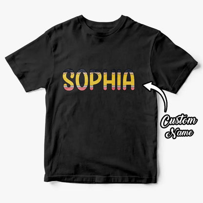 Personalised Back to School Pencil Name T‑shirt front view with custom name — first day of school keepsake for kids