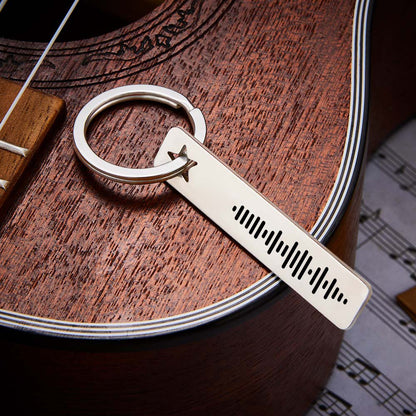 Personalised Music Code Keyring — Engraved 3D Stainless Steel Bar