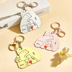 Personalised Engraved Papa Mama Bear Keychain - Family Gift for Dad & Mum