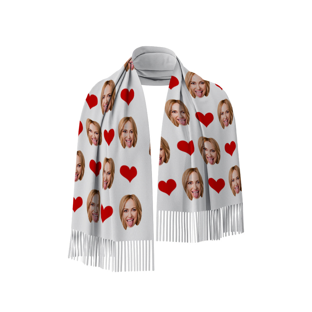 Flat-lay of a personalised face scarf showing full custom print, neat wrap-edge alignment and bright colour reproduction using heat-transfer printing