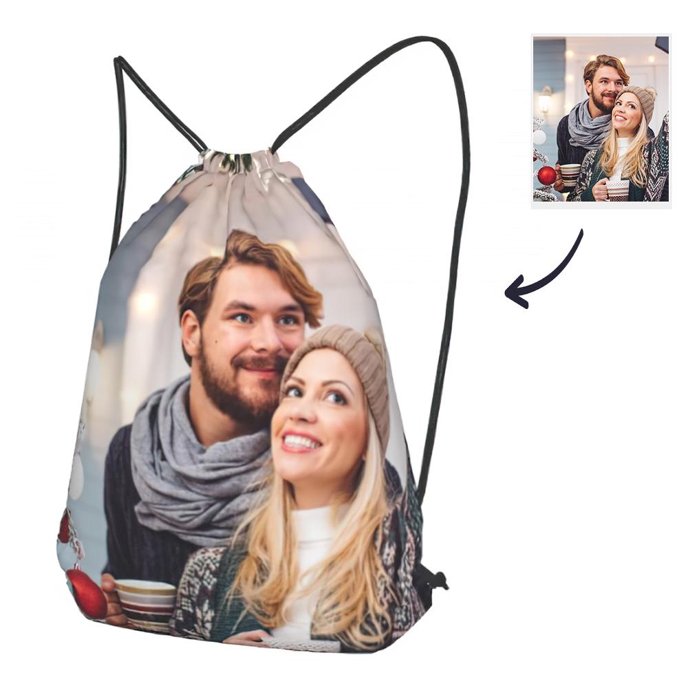 Lifestyle image of a teen wearing a personalised photo drawstring sportpack – practical custom drawstring bag gift idea