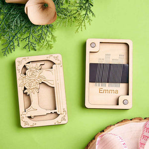 Personalized Wooden Needle Box Holder with Magnet Needle Storage Tool Gift for Craft Lovers