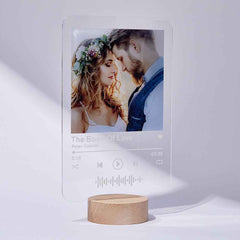 Custom Acrylic Plaque Music Code Album Cover with Wooden Base 8*12 inches
