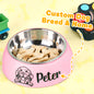 Three personalised stainless steel pet bowls in S, M and L sizes – ideal for cats and dogs