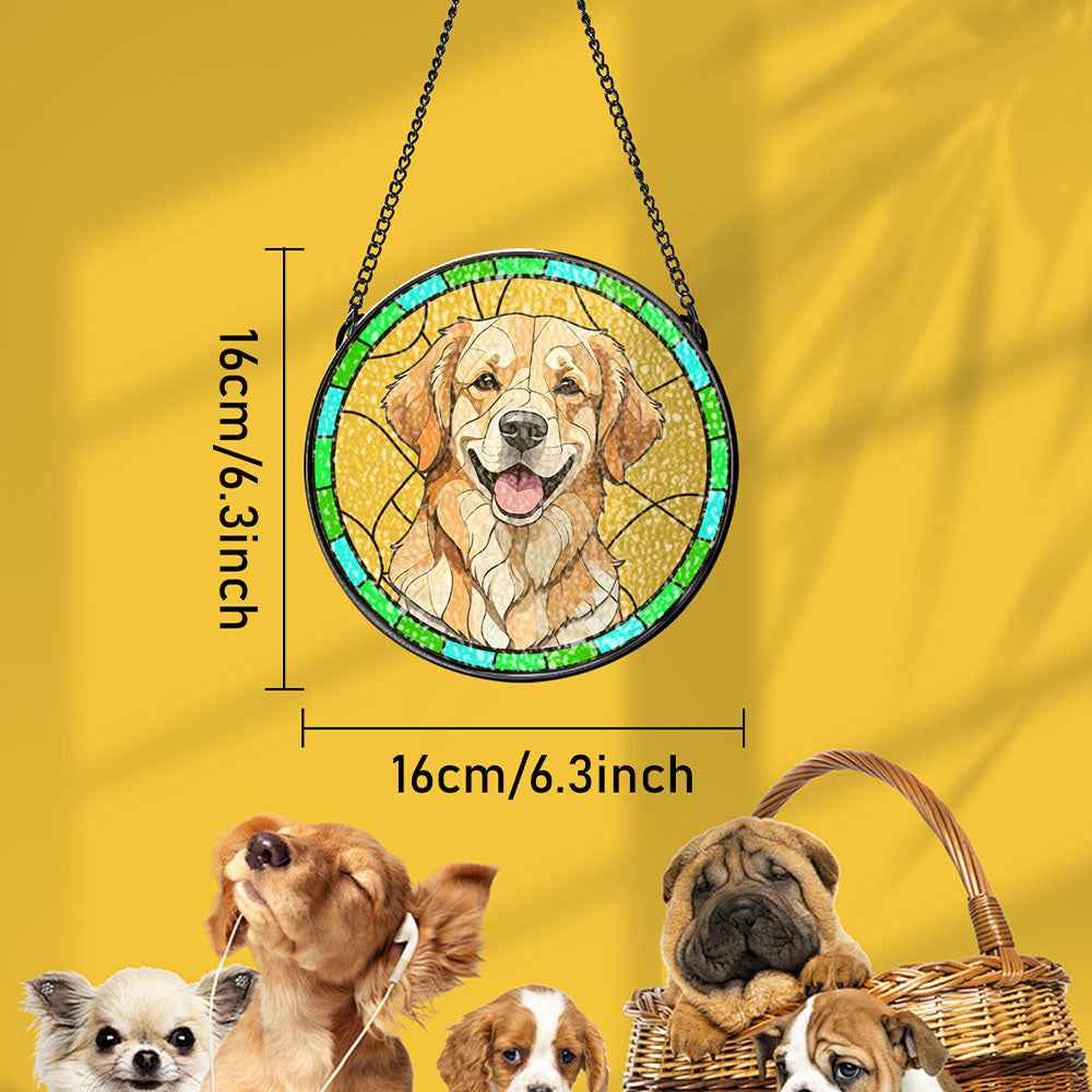 Custom Pet Portrait Art Suncatcher Stained Glass Ornament Dog Memorial Gifts for Pet Lovers