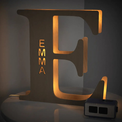 Personalised Wooden Letter Lamp - Custom Name Night Light 19CM - Unique Gift