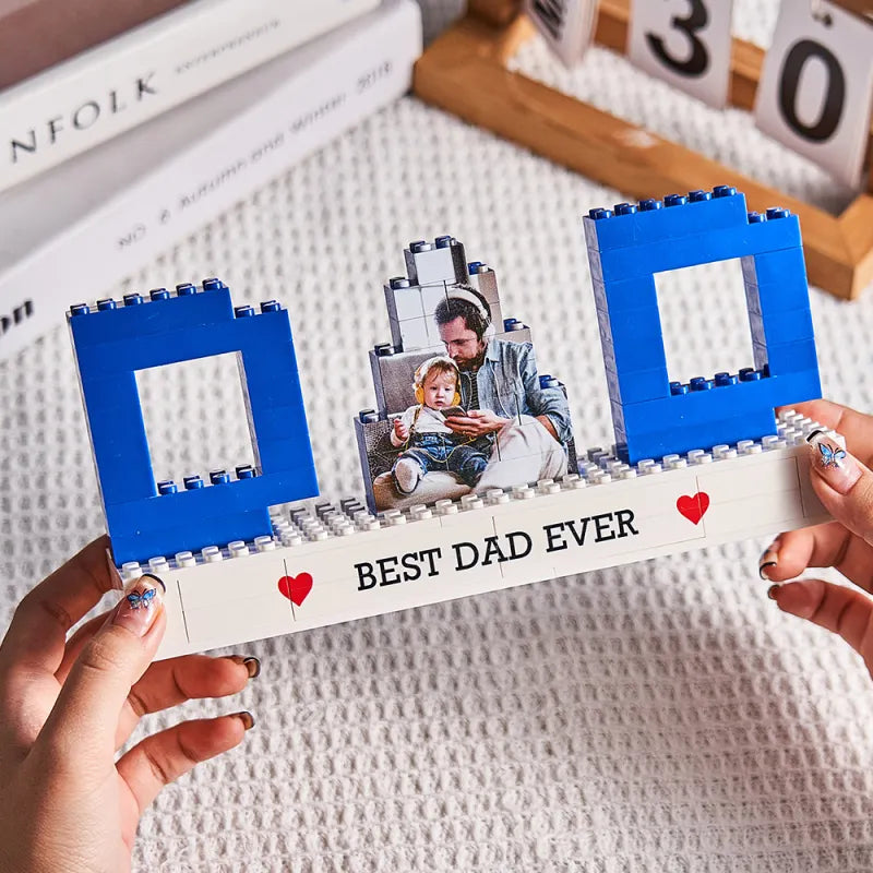 Close-up of vivid, fade-resistant UV print on the custom photo block – high-resolution personalised Dad photo keepsake with custom text