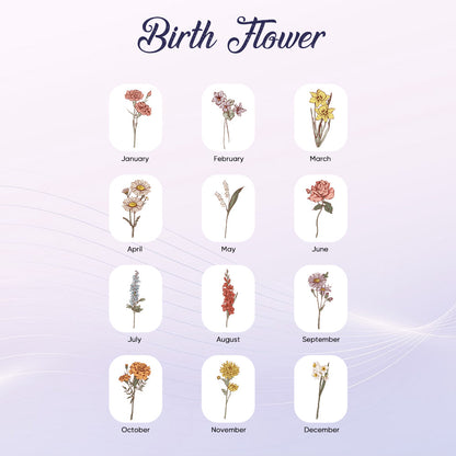 Personalised Birth Flower Cushion Mirror Comb with Hair Brush | Custom Name Gift