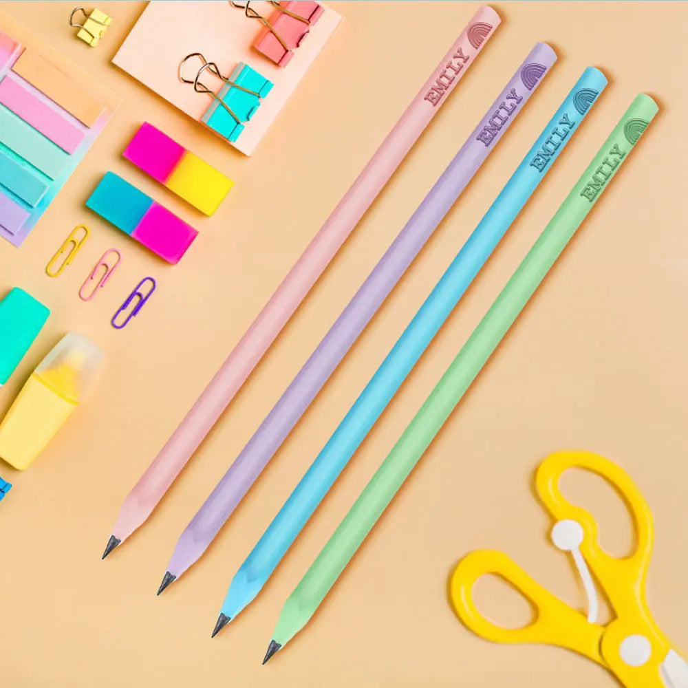 Pack of personalised pencils tied as a back-to-school gift set — custom name pencil for boys and girls and classmates