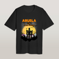 Premium stitching and print detail on a customised Halloween T-shirt – quality inspection ensures lasting customised gifts for parents
