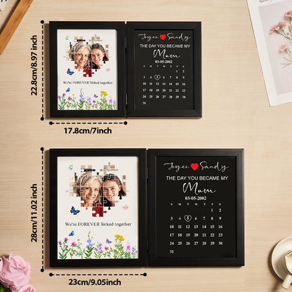 Artisan handcrafting and laser engraving process for personalised Mother's Day puzzle photo frame — custom text and photo placement