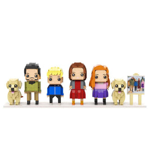 Custom Full-Body Brick Figures of 4 People and 2 Dogs with Frame Personalized Anniversary Gift Birthday Gift