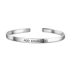 Personalised Engraved Cuff Bangle Bracelet for Women - Custom Text Gift