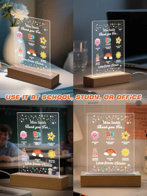 Custom Name Back to School Transparent Night Light Decor White Light Teacher's Day Gift