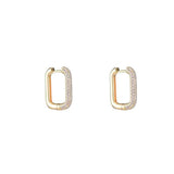 Geometric Rectangle Earrings Zircon Ear Buckle