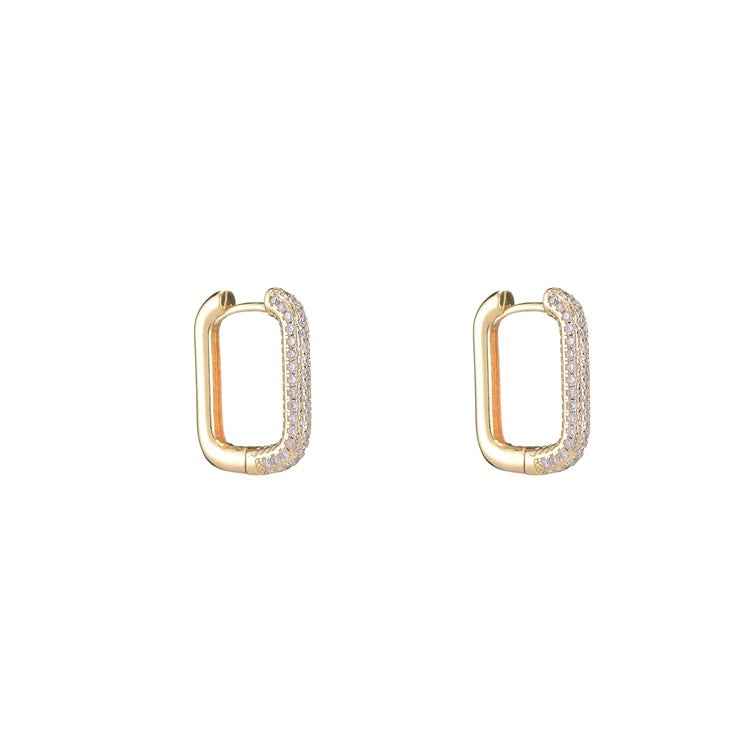 Geometric Rectangle Earrings Zircon Ear Buckle