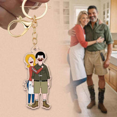 Custom Cartoon Style Photo Keychain – Personalized One-Sided Acrylic Gift for Friends & Couples