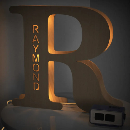 Personalised Wooden Letter Lamp - Custom Name Night Light 19CM - Unique Gift
