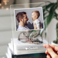 Custom Name and Photo Plaque with Base Night Light Father's Day Gift