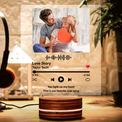 Personalized Acrylic Glass Scan Code Music Album Plaque With 7 Colors Led Base