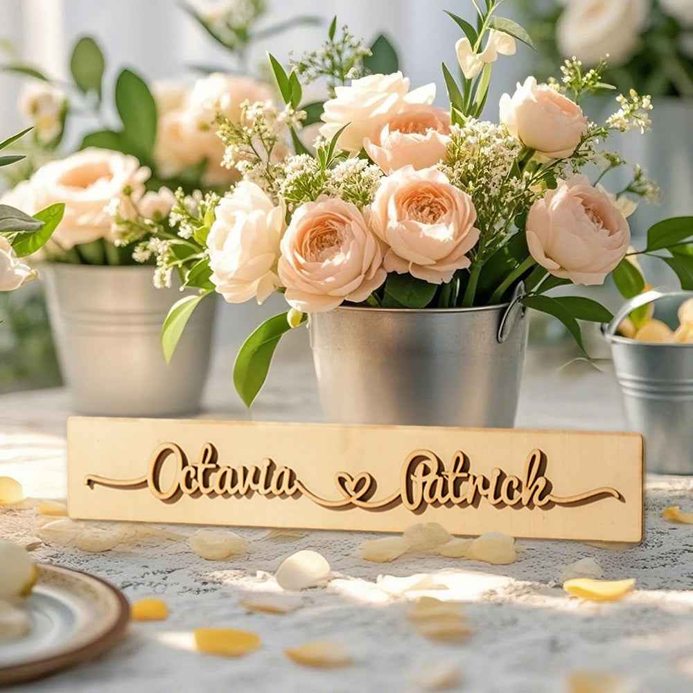 Personalized Wooden Love Sign Couple Names Plaque Rustic Home Decoration Wedding Gift for Couple
