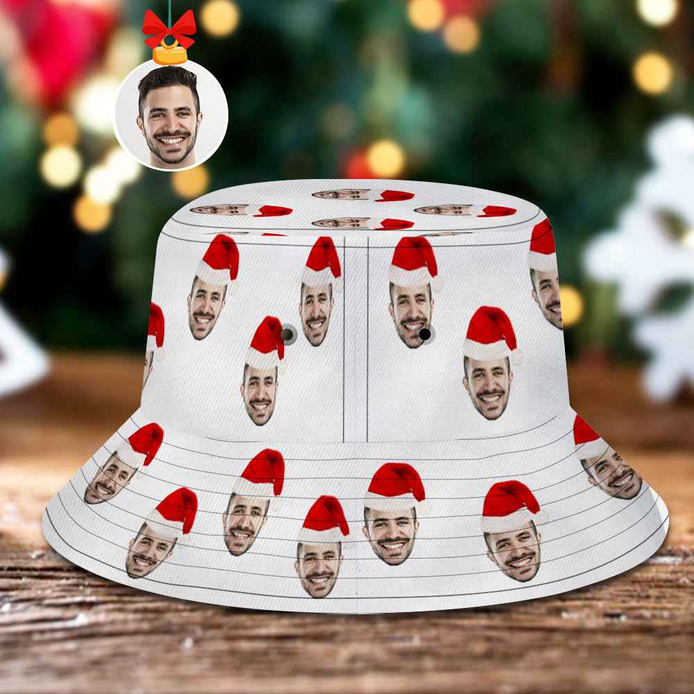 Custom Christmas Bucket Hat Personalized Face Unisex Fisherman Cap