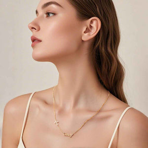 Personalized Name Necklace Cross Religious Jewelry Baptism Birthday Gift for Her