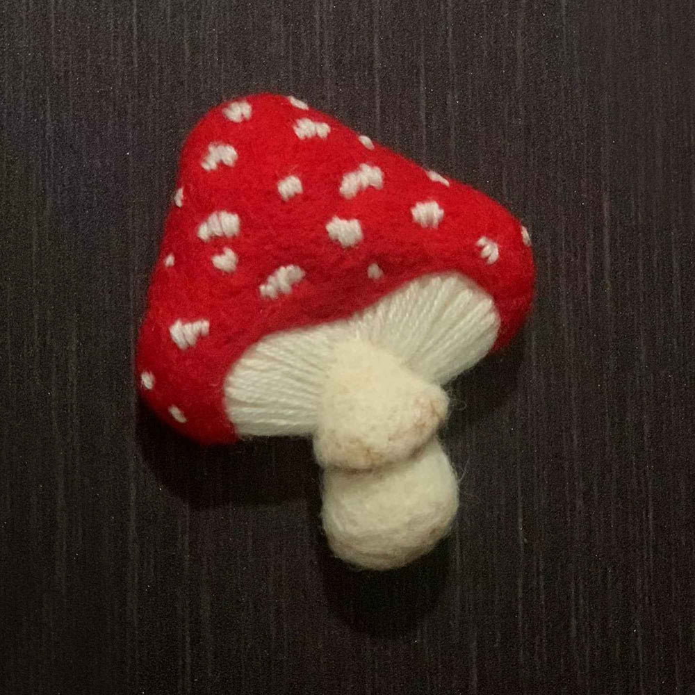 Whimsical Mushroom Fridge Magnets - Handcrafted Felt Decor