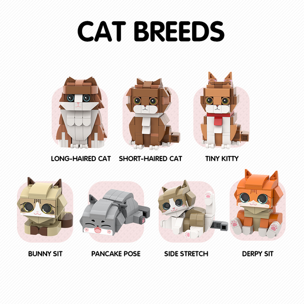 Personalised Full Body 2 People Brick Figures with Cat - Custom Building Block Toy