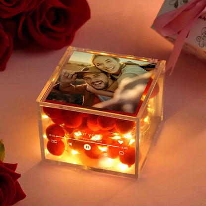Custom Photo Mini Music Record Player with Light Personalized Music Acrylic Box