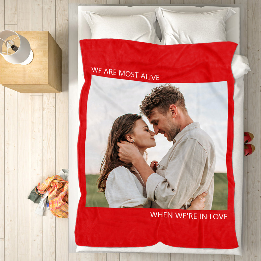 Personalised Fleece Photo Blanket With Custom Text - Soft Keepsake Throw