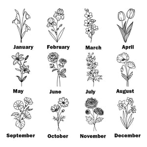 Personalized Birth Flower PU Leather Makeup Brush Bag with 8 Pcs Makeup Brushes Birthday Gift for Her