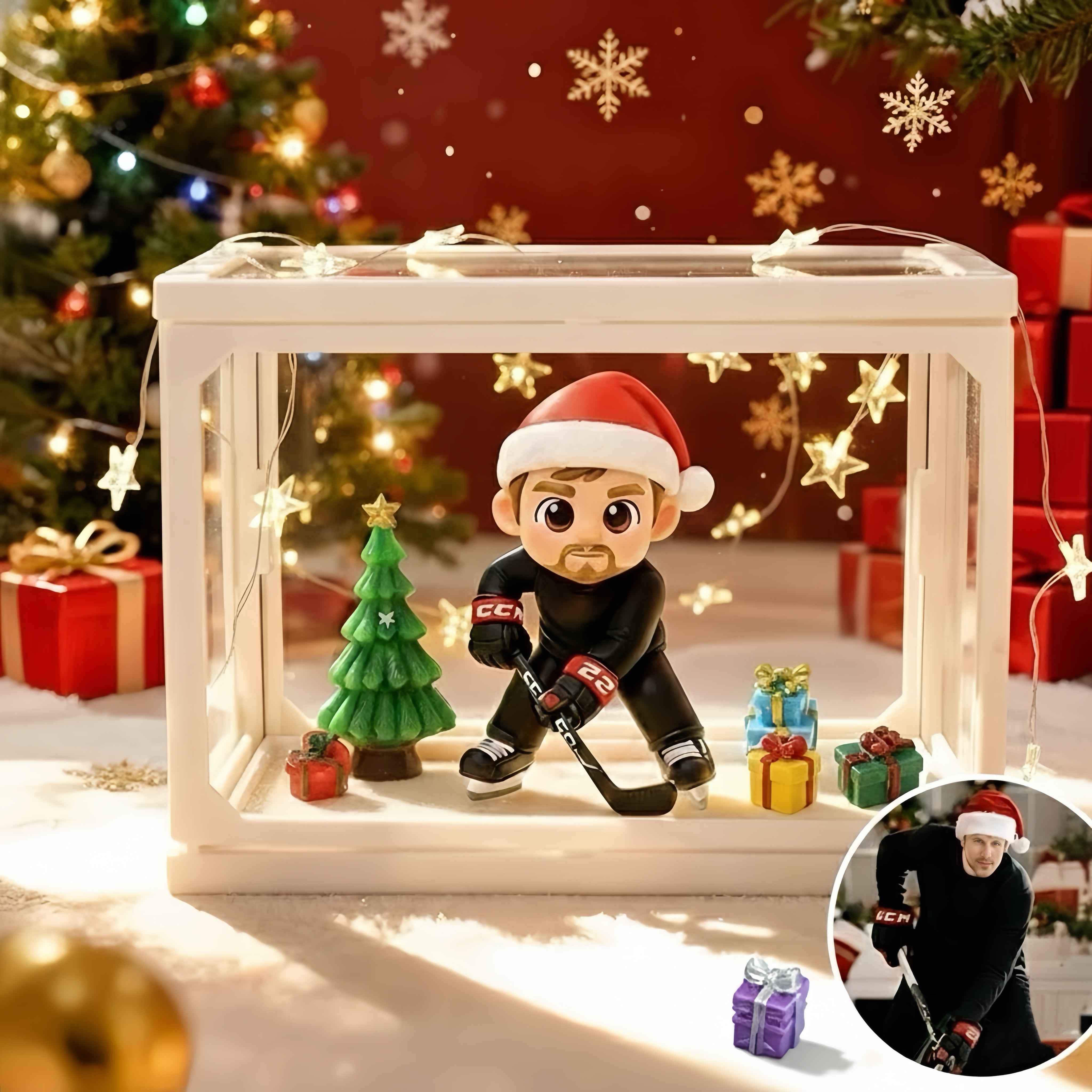Custom 1 Person 3D Mini Figure Glass Dollhouse Personalized Scene Display Case Unique Christmas Gift  (Production: 10-15 Business Days)