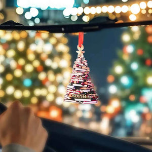 Personalized Christmas Book Tree Name Ornament Christmas Decoration Gift for Book Lover