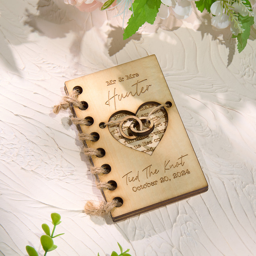 Personalised Wooden Wedding Vow Book - Handcrafted Keepsake Gift for Newlyweds