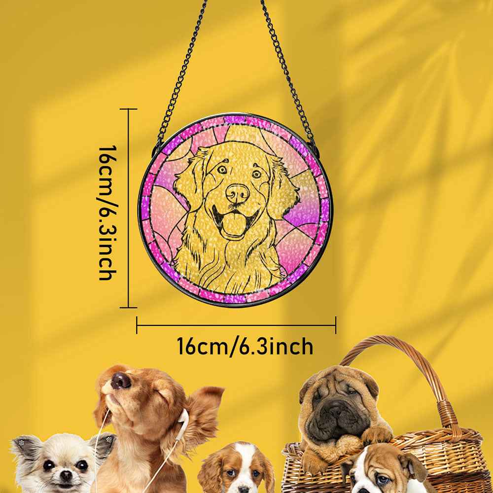 Personalized Pet Portrait Suncatcher Stained Glass Pet Ornament Remembrance Gifts for Pet Lovers